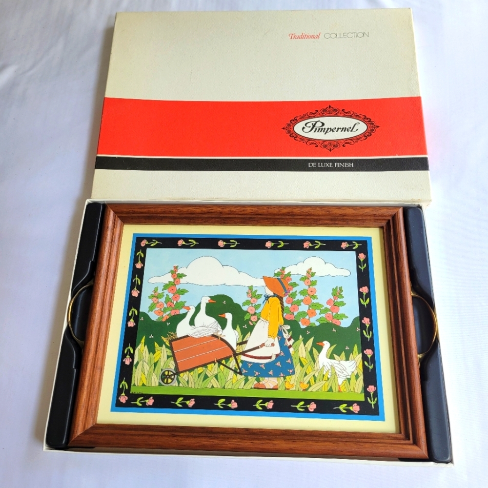Vintage Pimpernel Traditional Collection Decorative Tray with Pastoral Scene